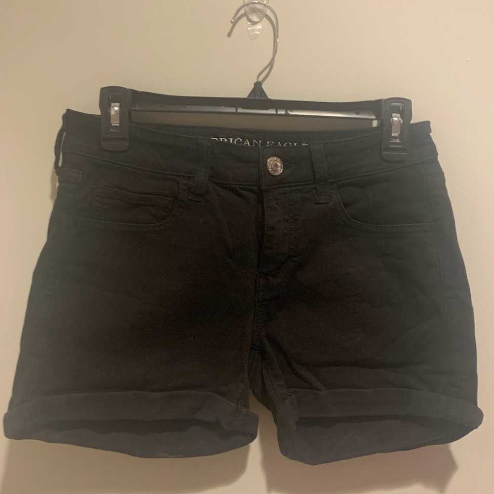 American Eagle Black Stretch Jean Shorts